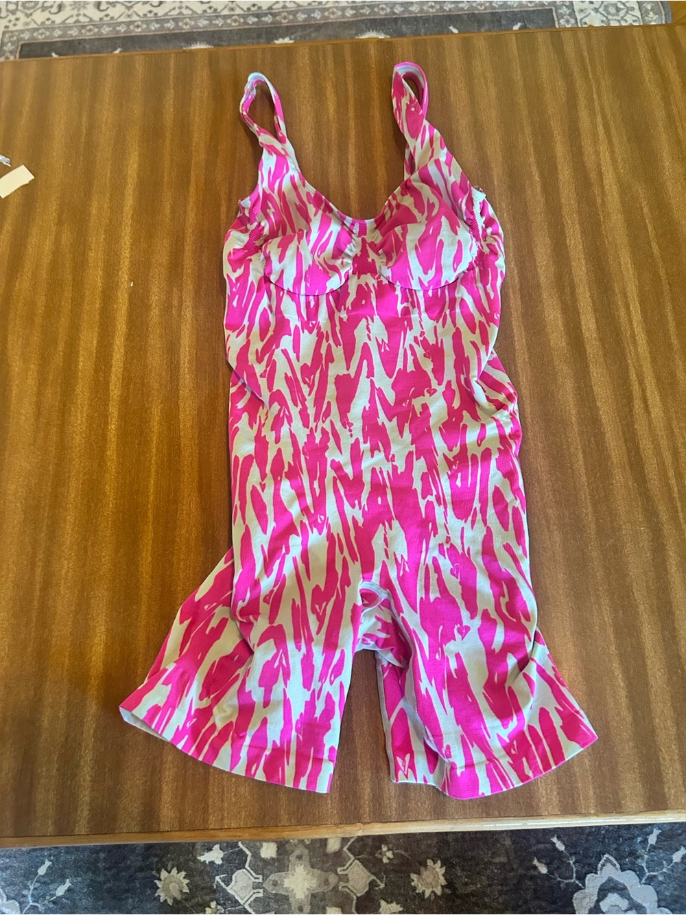 YITTY Pink and Cream Patterned Shapewear Romper